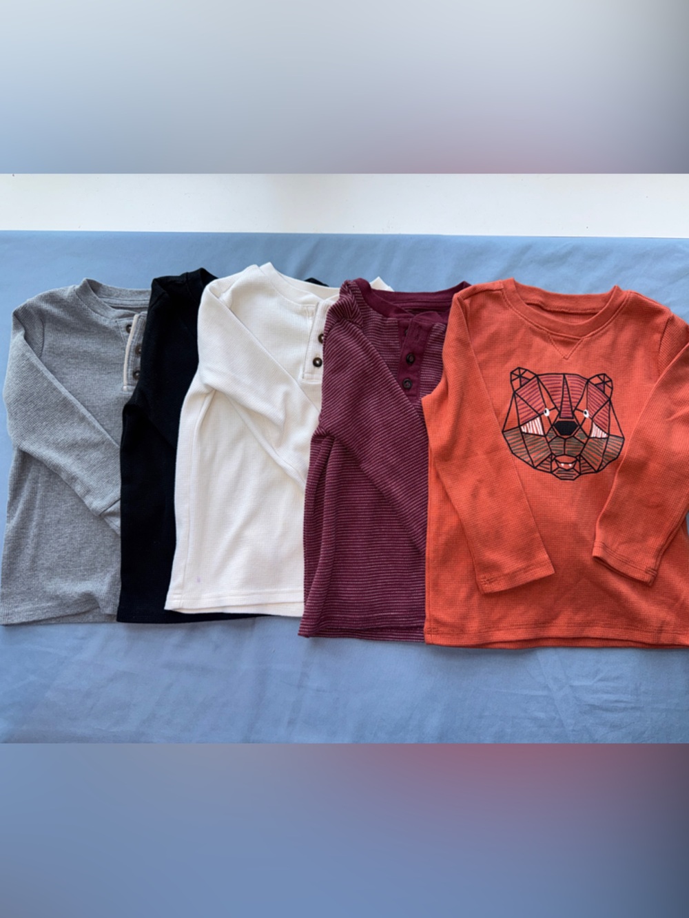 Garanimals Long-Sleeve Tees in Orange, Burgundy, White, Black & Gray